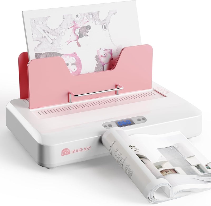 Makeasy Pink Thermal Binding Machine 500 Sheets Capacity, Digital Touch Panel, Air Cooling, Electric Thermal Binder for A4//A5/Letter Size Documents, Come with 10 PCS Binding Covers - Image 1
